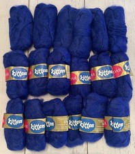 Hilo de gatito vintage SADIR mezcla acrílica/mohair azul real 18 madejas ¡NUEVO!