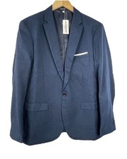 COOFANDY Men's Size LARGE One Button Sport Casual Blazer Jacket Formal Navy Blue