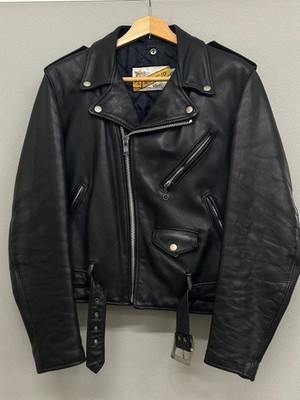 Schott 118 Double Rider Leather Jacket Black Men's Size 38 Made in USA Pre-Owned