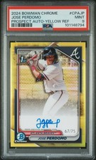2024 Bowman Chrome #CPAJP Jose Perdomo Prospect AUTO -Yellow Ref /75 PSA 9