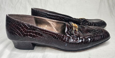 Etienne Aigner Vintage Pumps Heels Womens 8 M Brown Animal Skin Patent Leather
