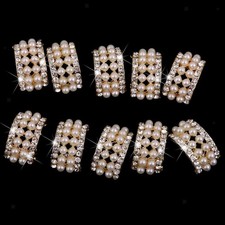 10Pcs Artificial Pearl Button Brooches Pin Embellishment Set for Wedding Bouquet