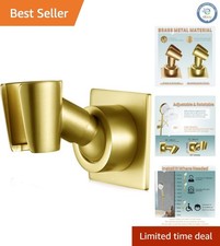 Brushed Gold Adjustable Shower Head Holder - Luxury Drill-Free Brass Wall Mount