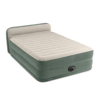 Intex 22'' Queen Premium Comfort Air Mattress with Headboard Built-in Pump Bed