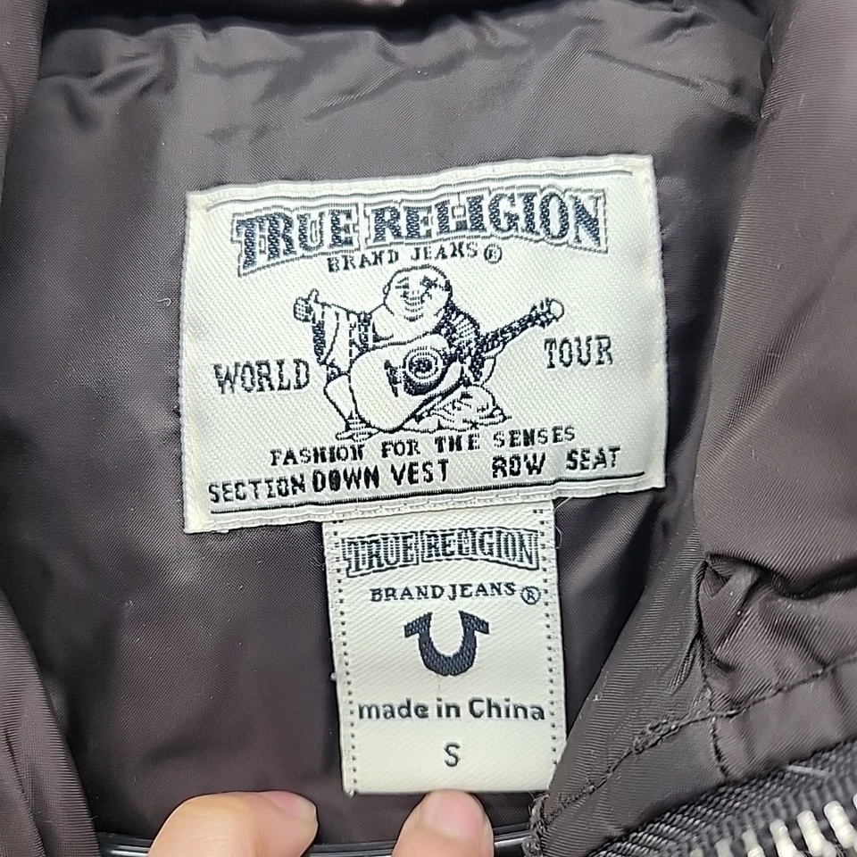 True Religion Mujer Talla Pequeña Marrón/Oliva Cremallera Puffer Foto 3 de 4