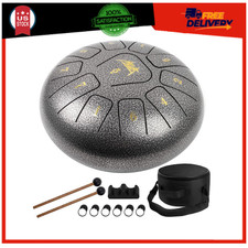 AKLOT 10'' Steel Tongue Drum 11 Notes C Key with Mallets  Gig Bag