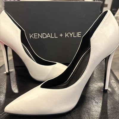 Kendall + Kylie Womens Leather Pointed Toe Pumps Shoes White Size 9