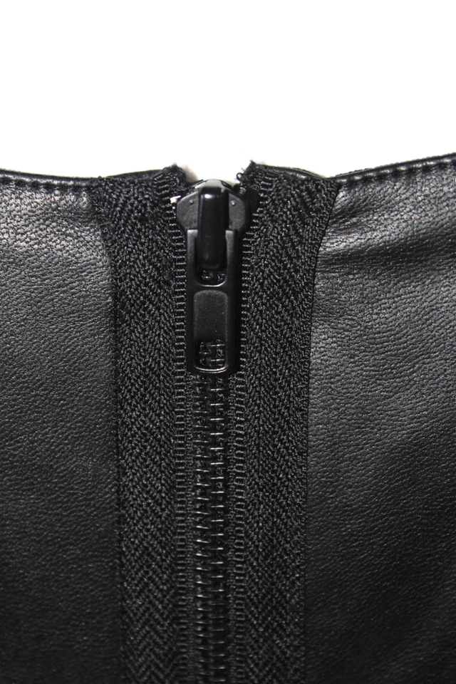 Bailey 44 Womens Faux Leather Draped Sleeveless Midi Dress Black Size 8 - Image 4 of 4