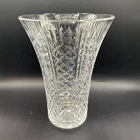 Vintage Waterford Clear Crystal Diamond Cut Flared Rim Flower Vase 10" Tall