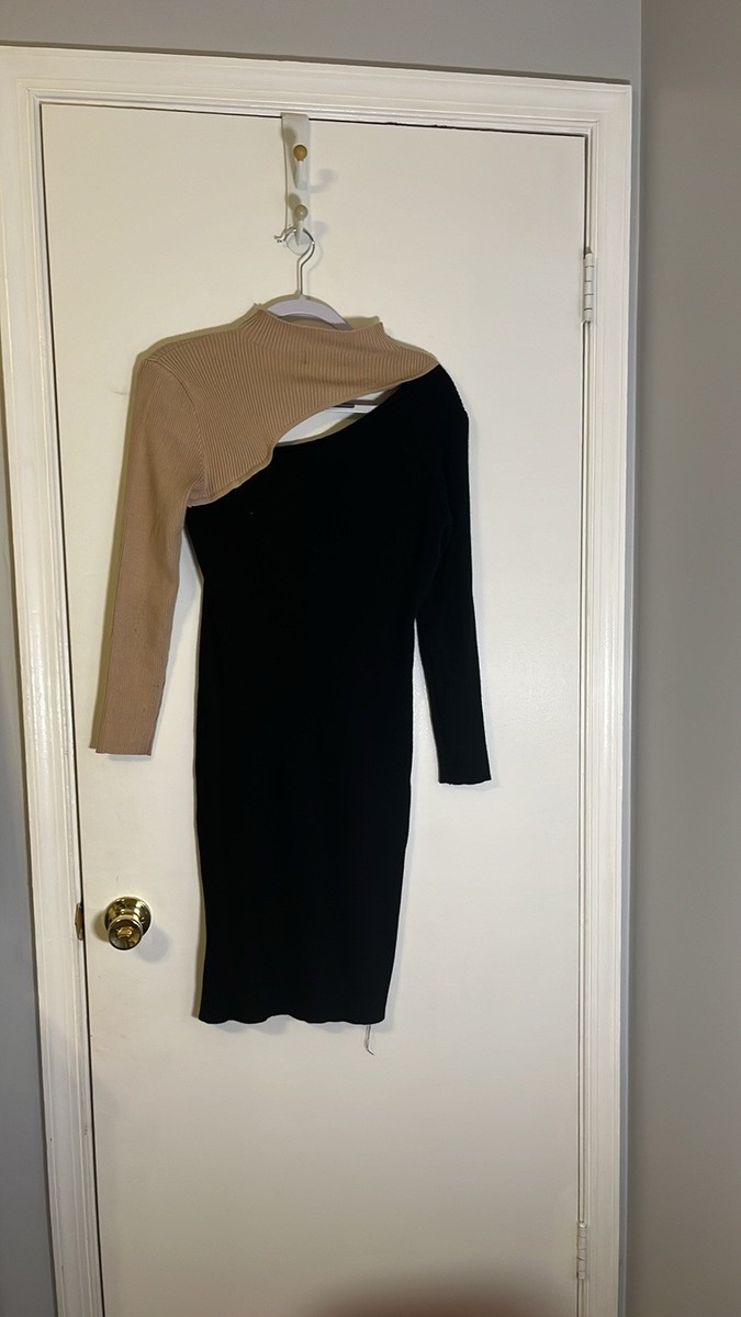 black and tan bodycon dress Almost Famous Womens Size 1X Ribbed Black/Tan Color Block Category_Ladies Clothing A-line Plunging Neckline Bridal Color:HotPink Shell 2