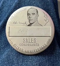 1925-1950 Brown & Bigelow Sales Conference W/Charlie Ward 3" Cel NameTag Pinback