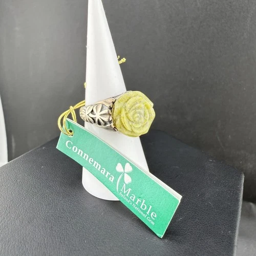 Vintage Ireland Sterling Silver Ring Connemara Marble Signed Size 7.5