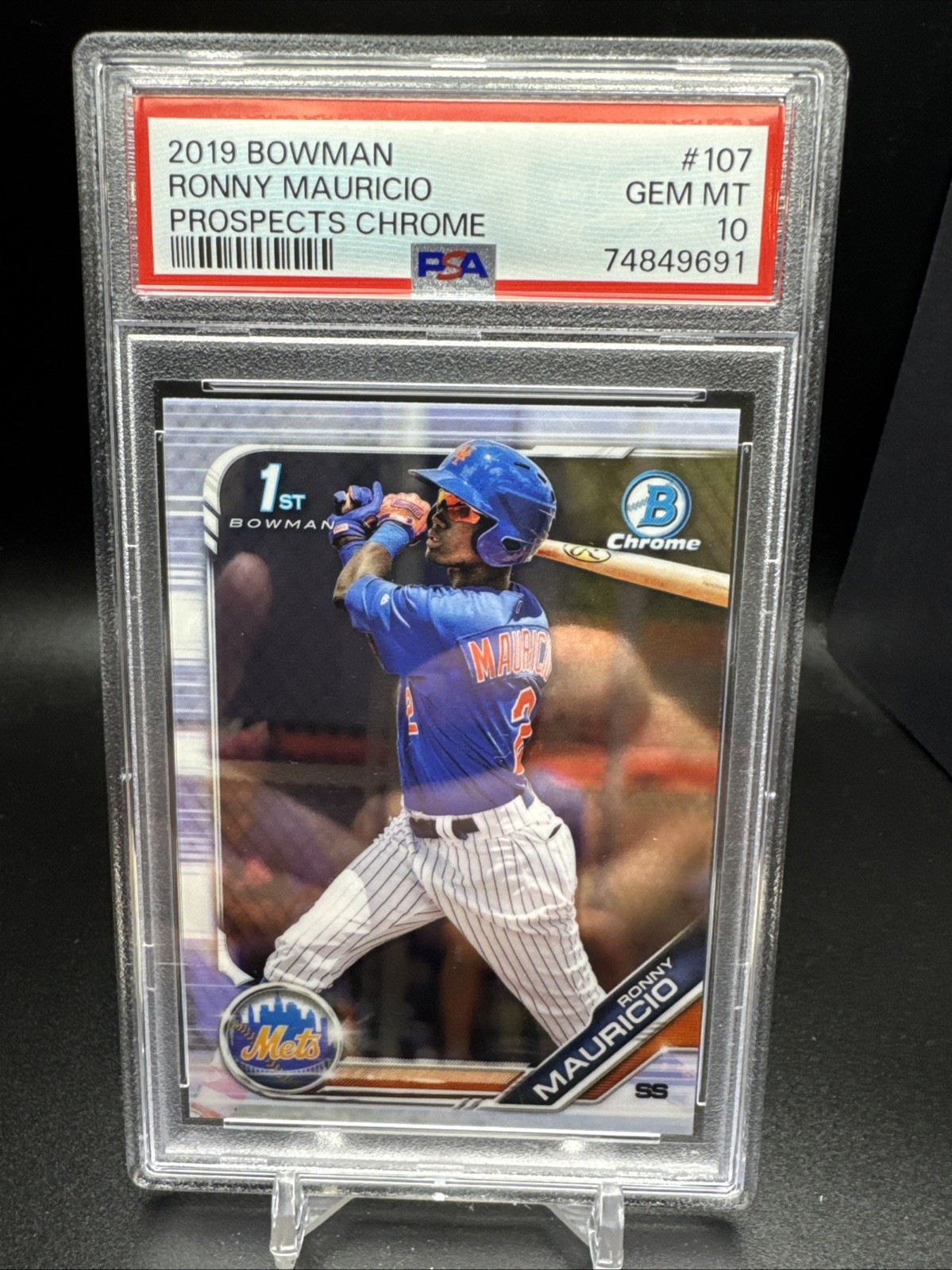 2019 Bowman Chrome Baseball Card BCP-107 Ronny Mauricio PSA 10