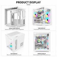 Computer PC Case ATX M-ATX ITX Small Tower Tempered Glass High Airflow White 6