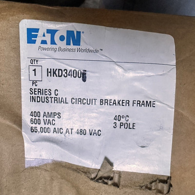 Eaton HKD3400 Series C Circuit Breaker 400A 3 Pole 600VAC Industrial