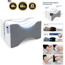 Knee Pillow for Side Sleepers Memory Foam Adjustable Strap Cooling Support