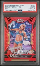2022 PANINI CHRONICLES WWE RED #223 TIFFANY STRATTON 94/199 PSA 9 AUTO 10