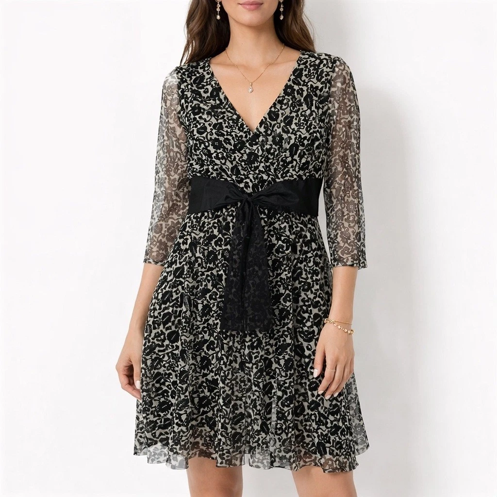 sandra d fit and flare dress Dress the Population Sandra Dress l Used Little White Dress l Los Angeles main image 1
