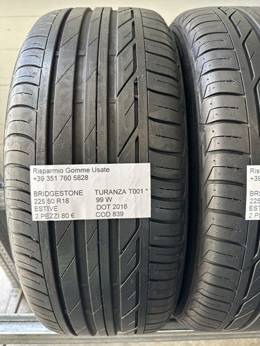 2 PNEUMATICI USATI BRIDGESTONE TURANZA T001 * ESTIVE 225 50 R18 99W DOT 2018 - Foto 4 di 21