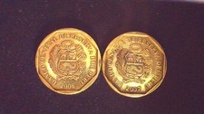 2006-2007 Peru 10 Ten Centimos Very Fine Coins