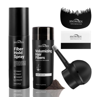 Hair Fibers for Thinning Hair, Dark Brown, Professional 5-in-1 Hair & Beard S...