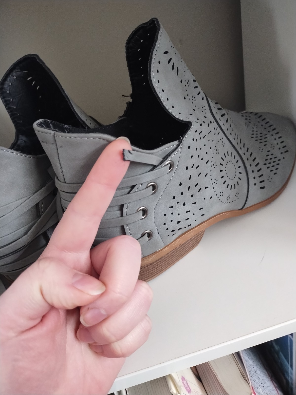 Woman's Gray Patterned Ankle Boots - image 3