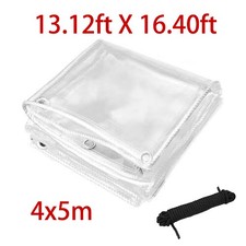 Image of 450gsm Clear Tarpaulin Heavy Duty PVC Waterproof Glass Pet Cover Tarp Sheet UK