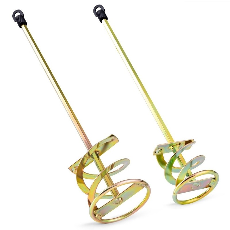 Steel Spiral Paint Mixer Attachment Set for Paint & Drywall Mud, Gold