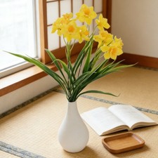 5PCS Yellow Daffodil Silk Flowers 36cm Bouquet Set for Home For Wedding Decor
