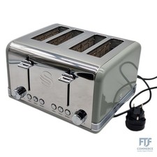 Swan Retro ST19020GRN Toaster, 4-Scheiben-Breitschlitz-Brottoaster, Vintage Desi