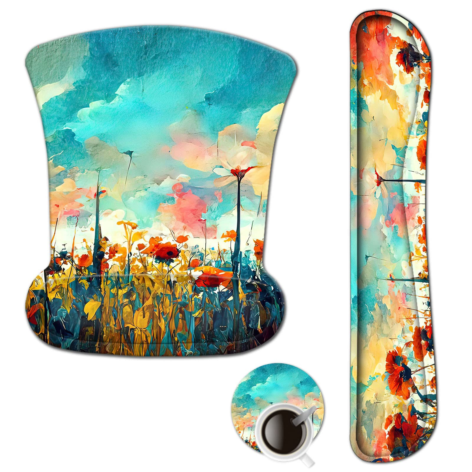 Ergonomic Memory Foam Mouse Pad and Keyboard Wrist Rest with Comfort Support