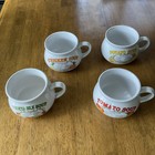VINTAGE Soup Recipe Ceramic Mug Set 4 Cups Bowls Vegetable Tomato Chicken Potato — photo 2
