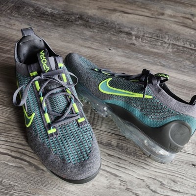Nike Air Vapormax 2021 Flyknit Running Shoes Grey / Teal Sz 9 DM0025 001