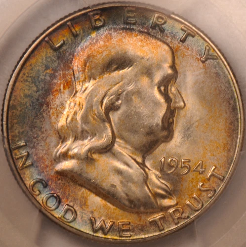 1954 S Franklin Silver Half Dollar 50C PCGS MS65 GS Beautiful Toning