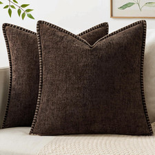 Decorative Couch Throw Pillow Covers 18x18 Inch Dark Brown 2 Pack