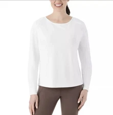 Member's Mark Women's Super Soft Hi-Low Hem Long Sleeve Active Tee Vivid White