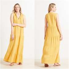 EVEREVE Georgia Gauze Tiered Dress in Mango Mojito