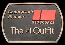 MI26130 NOS VINTAGE 1970s  GEOLOGRAPH PIONEER  GEOSOURCE OILFIELD BUCKLE