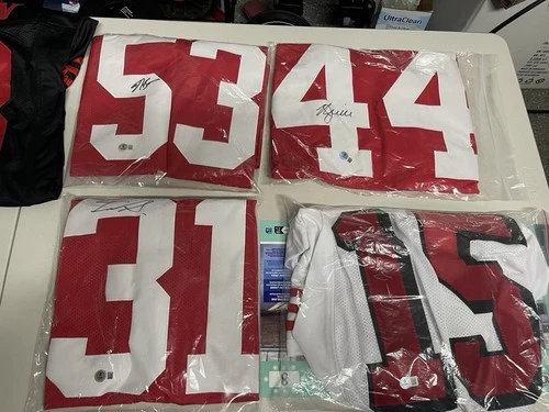 San Francisco 49ers signed 7 jersey lot football beckett