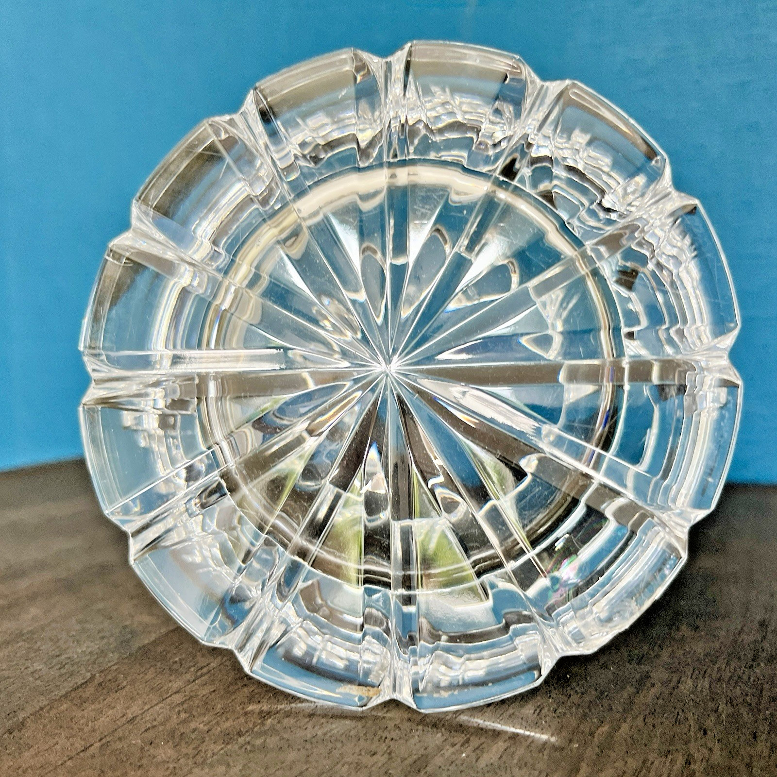 Heavy Crystal Wine Coaster Ribbed Fluted Design Barware 13cm image 8