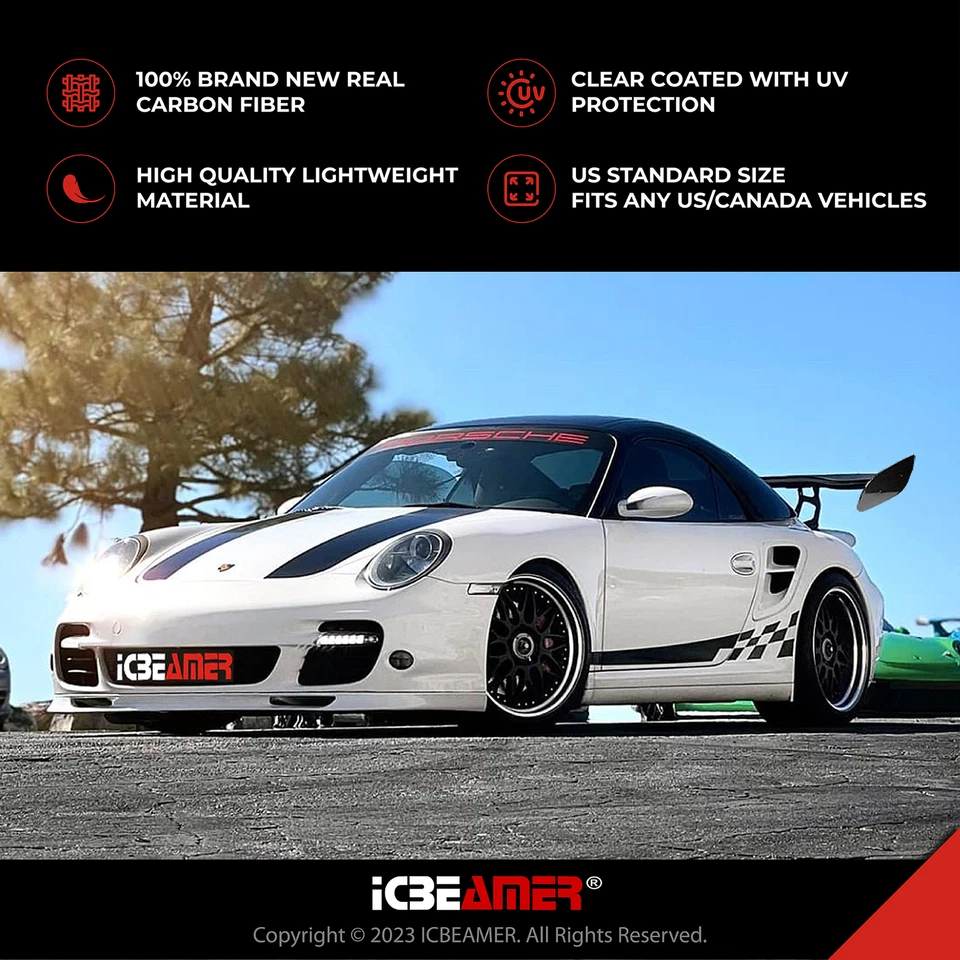 JDM FIBRA DE CARBONO REAL ESTILO GT 57" CARRERAS ALERÓN TRASERO / ALERÓN + SOPORTES R44 Foto 4 de 4