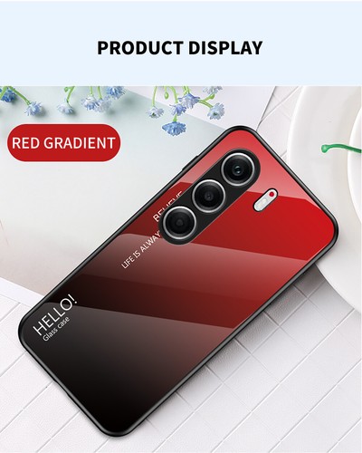 For Tecno Camon 40 Pro 4G, Gradient Back Glass Shell Soft Bumper Skin Case Cover - 第 19/25 張圖片