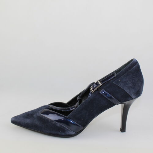 Women's shoes LUCIANO BARACHINI 4 (EU 37) courts blue suede patent leath DC75-37 - Afbeelding 1 van 3