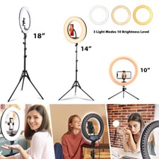 10" 14" 18" Selfie LED Ring Light Kit Tripod Stand Phone Holder for Live Steam