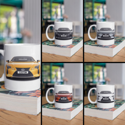 Personalisierter Lexus LC 500 Cabrio Kaffeebecher Geschenk - Farbe wählbar - schneller Versand