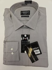 Meek Men Dress Shirt Size 16 Gray Checks Regular Fit 1050