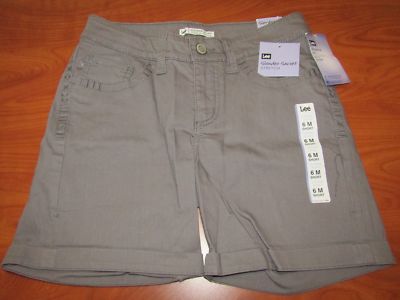 Short Lee Femme Midrise Fit Slender Secret Stretch - Taille 6 - Neuf Avec étiquettes - Gris