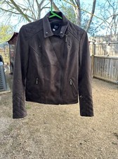 Kut From The Cloth Brown Faux Suede Moto Style Long Sleeve Zippered Jacket Xs