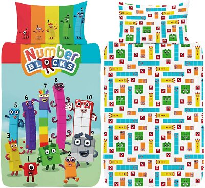 Numberblocks Junior Kleinkind Bettwäsche Set Kinderbett 2-in-1 Design Bettbezug Set