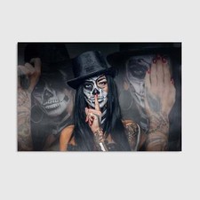 La Catrina Tattoo Skull Wandbild XXL Bild Leinwand Acrylglas Poster Wohnzimmer